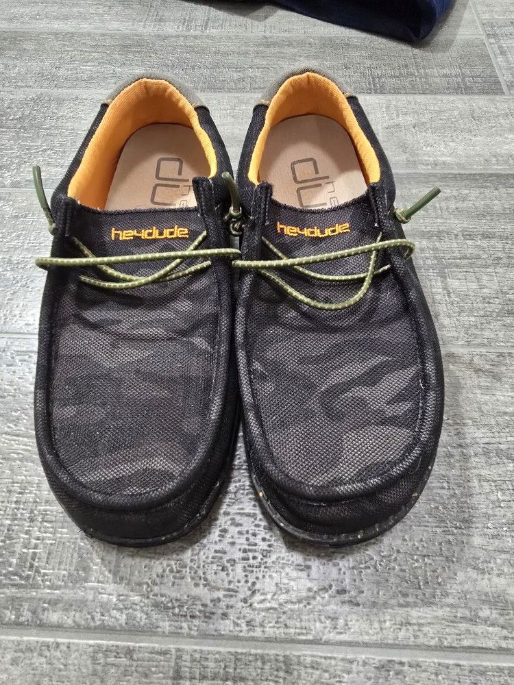 Hey Dude Wally Black Camo Kids 4/Womens 5 Logo Comfort Casual Slip On