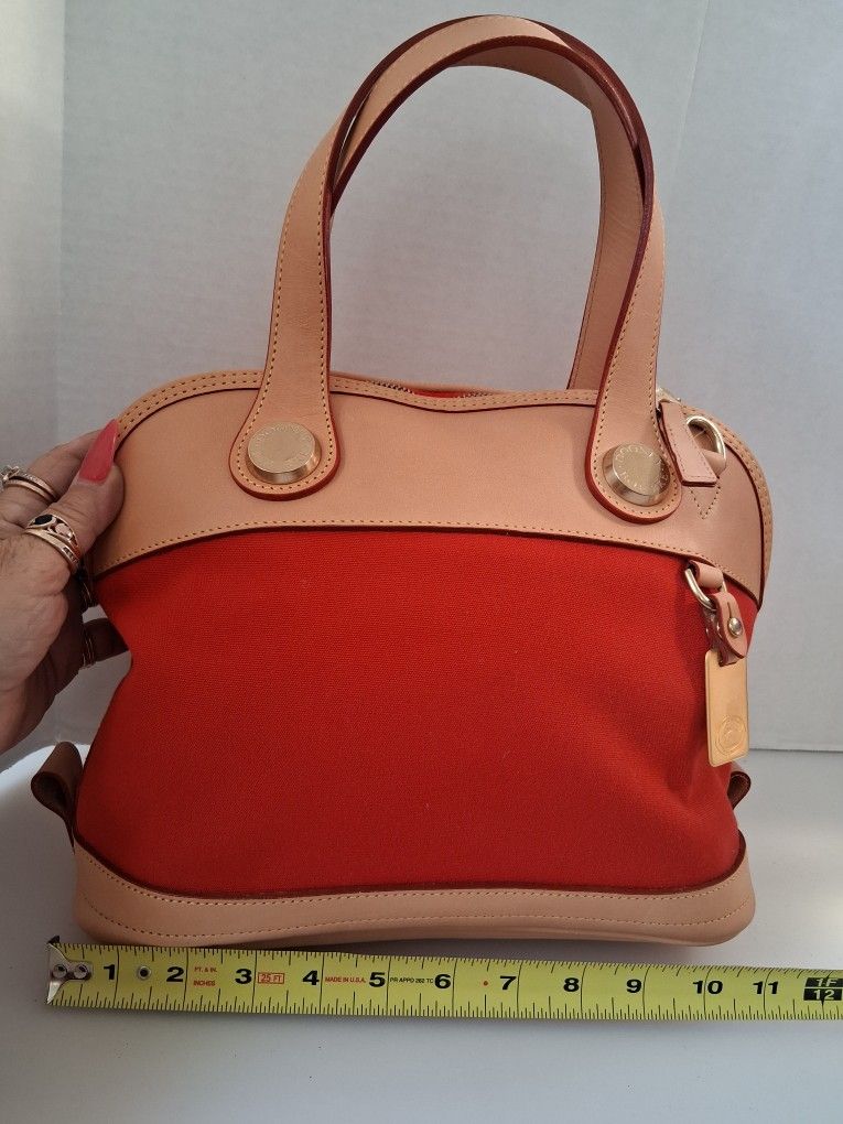 Authentic Red Canvas And Leather DOONEY & BOURKE Purse Handbag 