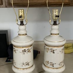 Pair Gold Leaf Table Lamps