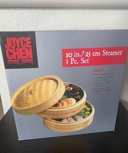 NIB New Joyce Chen Bamboo Steamer 10” L x 10” W x 6” H
