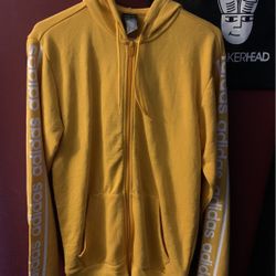 Adidas Yellow Zip Up Hoodie Mens Small 