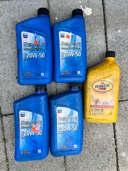 Chevron supreme and penzoil 20W-50 car auto mechanic oil BUNDLE of 5
