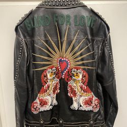 Gucci Black Leather Biker Jacket Coat Men’s 48 Sz Medium