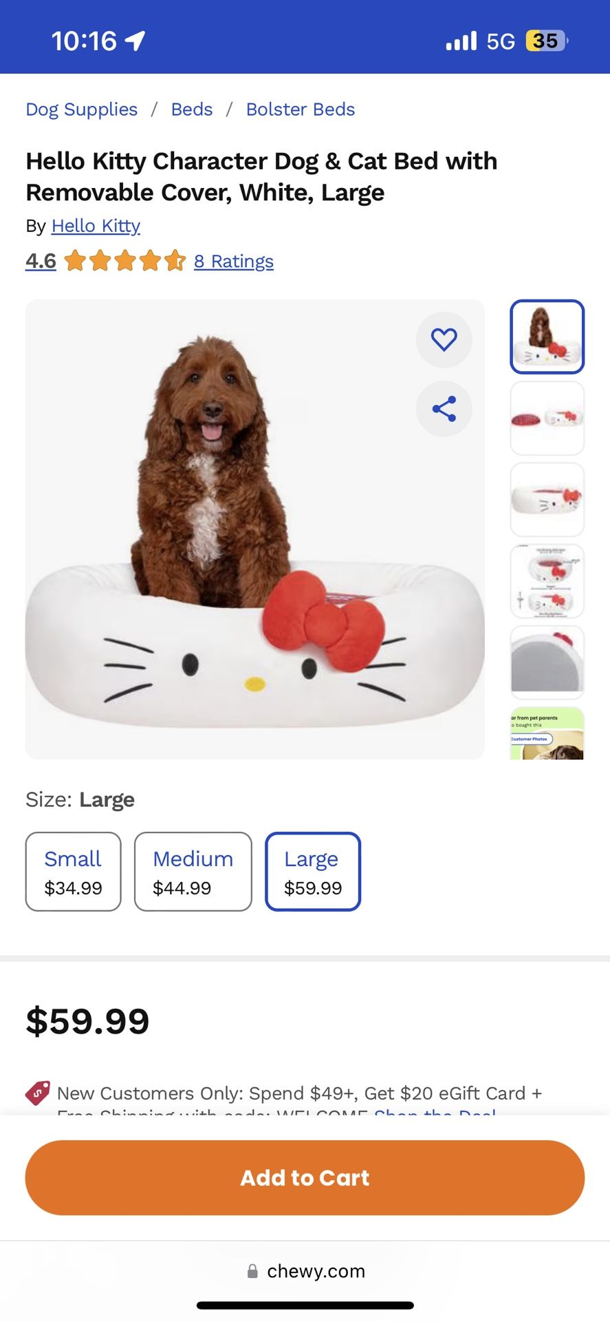 NEW Hello Kitty Dog Bed