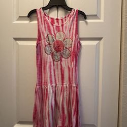 Girls pink and white tie-dye summer dress