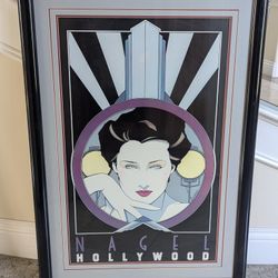 Nagel Hollywood Art Deco Print Poster 1979 Framed 30" x 43"