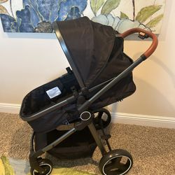Convertible Baby Stroller with Reversible Seat & Leatherette Handle