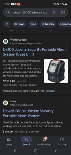 Dewalt 'DS100 SiteLock'Jobsite Security Portable Alarm System