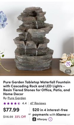 Pure Garden Tabletop Cascading Rock Fountain