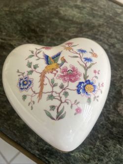 Hammersley Bird of Paradise Large Heart Trinket Box China Made in England