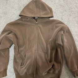 oversized brown zip up