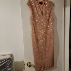 Rose Gold Sequins & Glitter Long Dress New