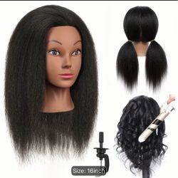 16-Inch Cosmetology Mannequin Head with Real Hair