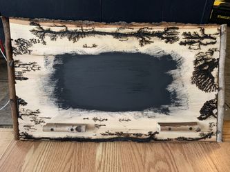 Electrically burned wood chalk board