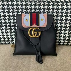Gucci black full leather double shoulder bag