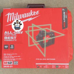 Milwaukee M12 12-Volt Lithium-Ion Cordless Green 250 ft. 3-Plane Laser Level Kit with One 4.0 Ah Battery, Charger and Case