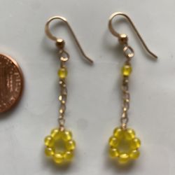 14kt gold filled and yellow quartz  drop dangle earrings. 