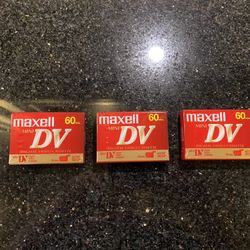 3 Maxell Mini DV Video Cassettes DVC60
