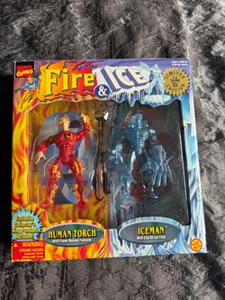 Marvel Toy Biz Fire & Ice Human Torch & Iceman limited edition figure set