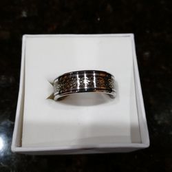NWT Men's Titanium & 18K White Gold Ring Thumbnail