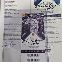 Kobe Signed Last Game Ticket. Signed 81 Point Ticket. Retirement Ticket Signed. Kobe Signed.