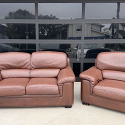 Leather Loveseat And Chair