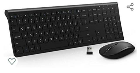 Ratón de teclado inalámbrico recargable, Peb 2,4 GHz ultra delgado teclado inalámbrico de tamaño completo