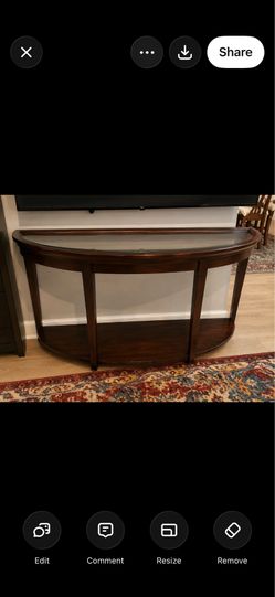 Elegant Dark Wood Sofa Console Table with Glass Top – Excellent Condition