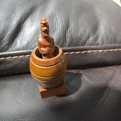 Vintage Wooden Naked Barrel Man Novelty Pop Up Figurine