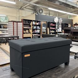 SONGMICS 30" Storage Ottoman Bench Foldable Foot Rest with Legs - Black