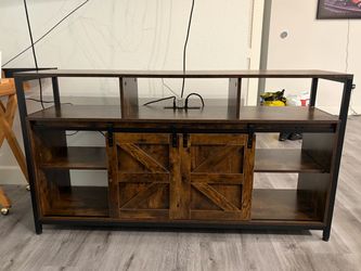 Rustic Farmhouse TV Stand with Sliding Barn Doors