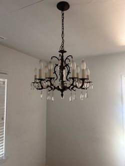 Iron Chandelier with Glass Crystals