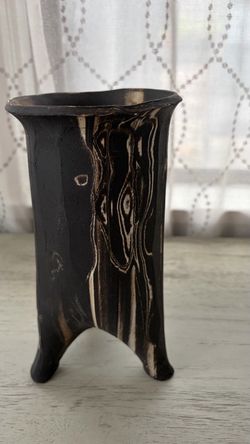 Dustin Gimbel Studio Art Pottery Signed "Leggy Log" Tripod Marbled Vase Planter 8.75"