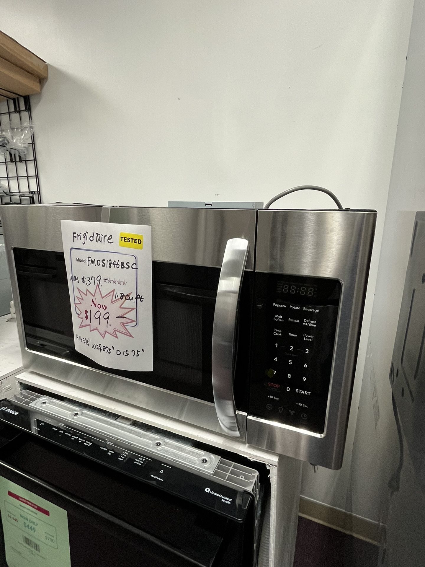 Microwave Over The Range, 30’ Frigidaire Stainless Steel New Scratch Dents