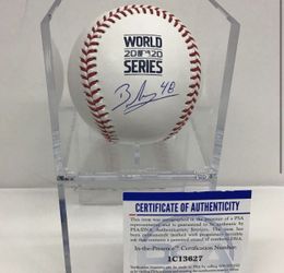 BRUSDAR GRATEROL SIGNED 2020 WORLD SERIES BASEBALL PSA/DNA