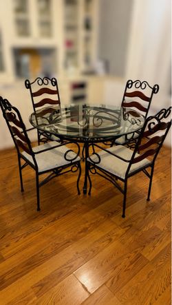 Glass Top Dining Table with 4 Chairs