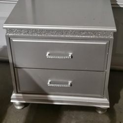 Silver colored Cal king bedroom set
