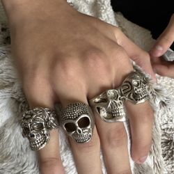 Y2k grunge Skull rings bundle