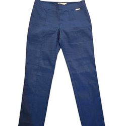 Tory Burch Designer Navy Blue Ankle Dress Pants Trousers Side Zip Size 4
