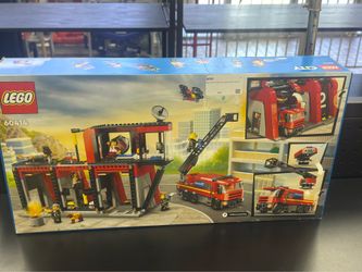 Lego fire station with fire truck