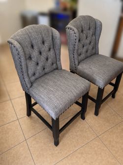 Set of 2 Dusky 24” Grey Upholstered Bar Stools
