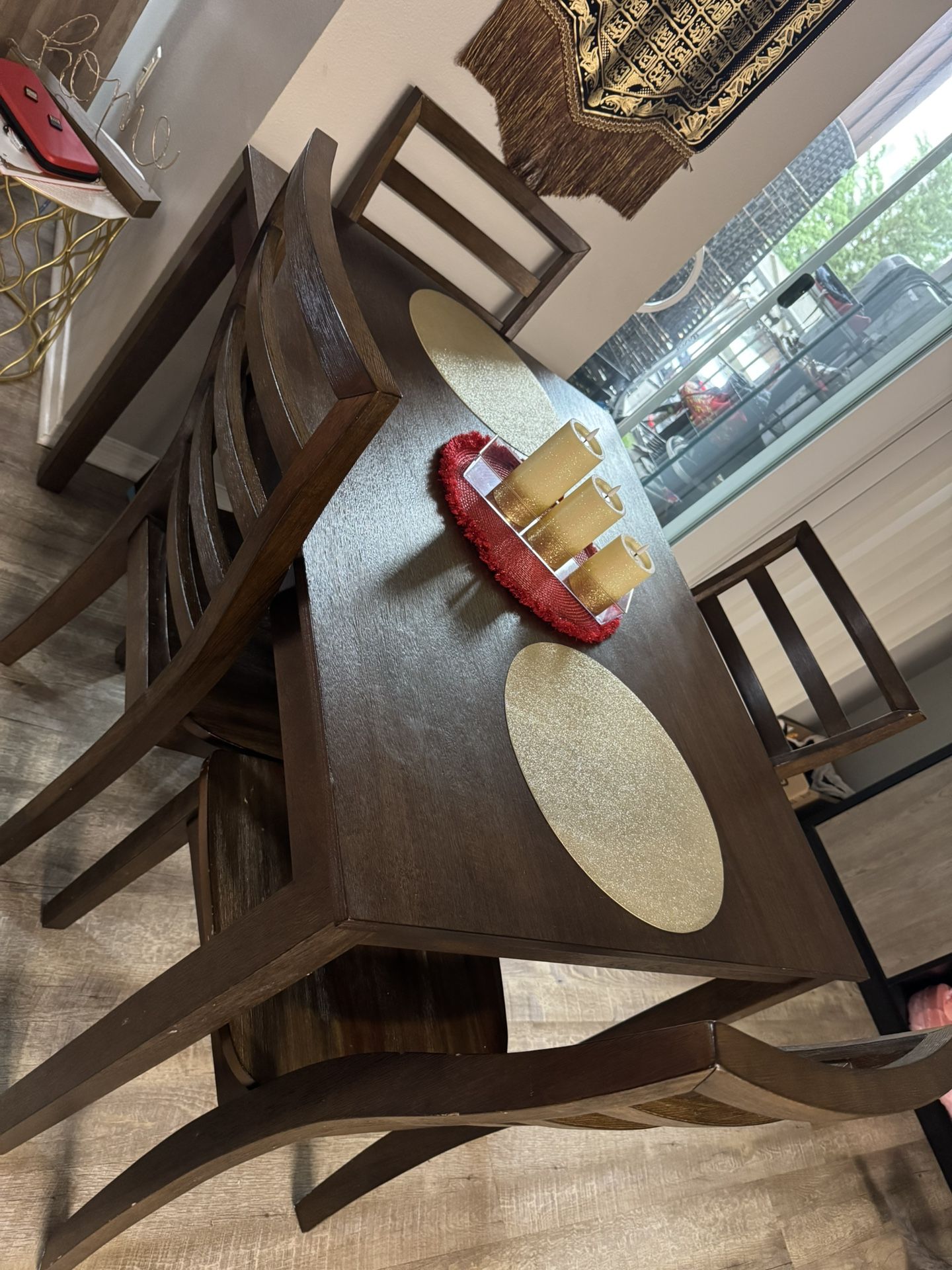 Dinning Table Set 4 Chairs Wood