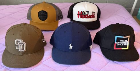 Lot of 5 Branded Snapback and Fitted Hats