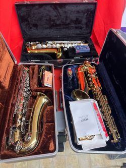 King, Conn, or Buescher Alto Saxophones with New Box of Reeds $350 Each Firm