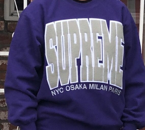 Supreme Purple Crew Neck Sweater Large