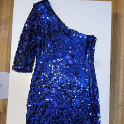 Blaque Label Sequin Blue One Shoulder Dress Size S