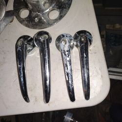 4 Vintage Chrome Door Handles