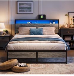 Queen bed frame and mattress