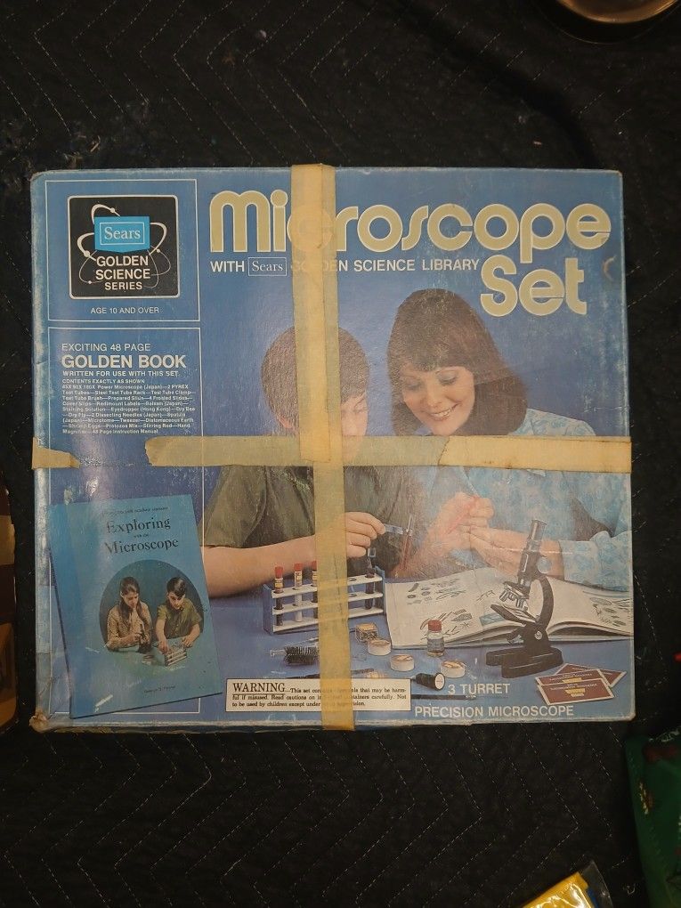 Microscopes – Sears Golden Science Series & Blue Kids’ Model – $25
Two microscopes:
Vintage Sears Golden Science Series