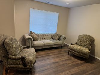 Chesterfield and Vintage Kreiss Bergere Living Room Set